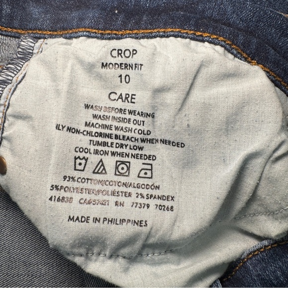 Ann Taylor Modern Fit Crop Denim Blue Jeans Size 10 Raw Hem - Picture 6 of 7